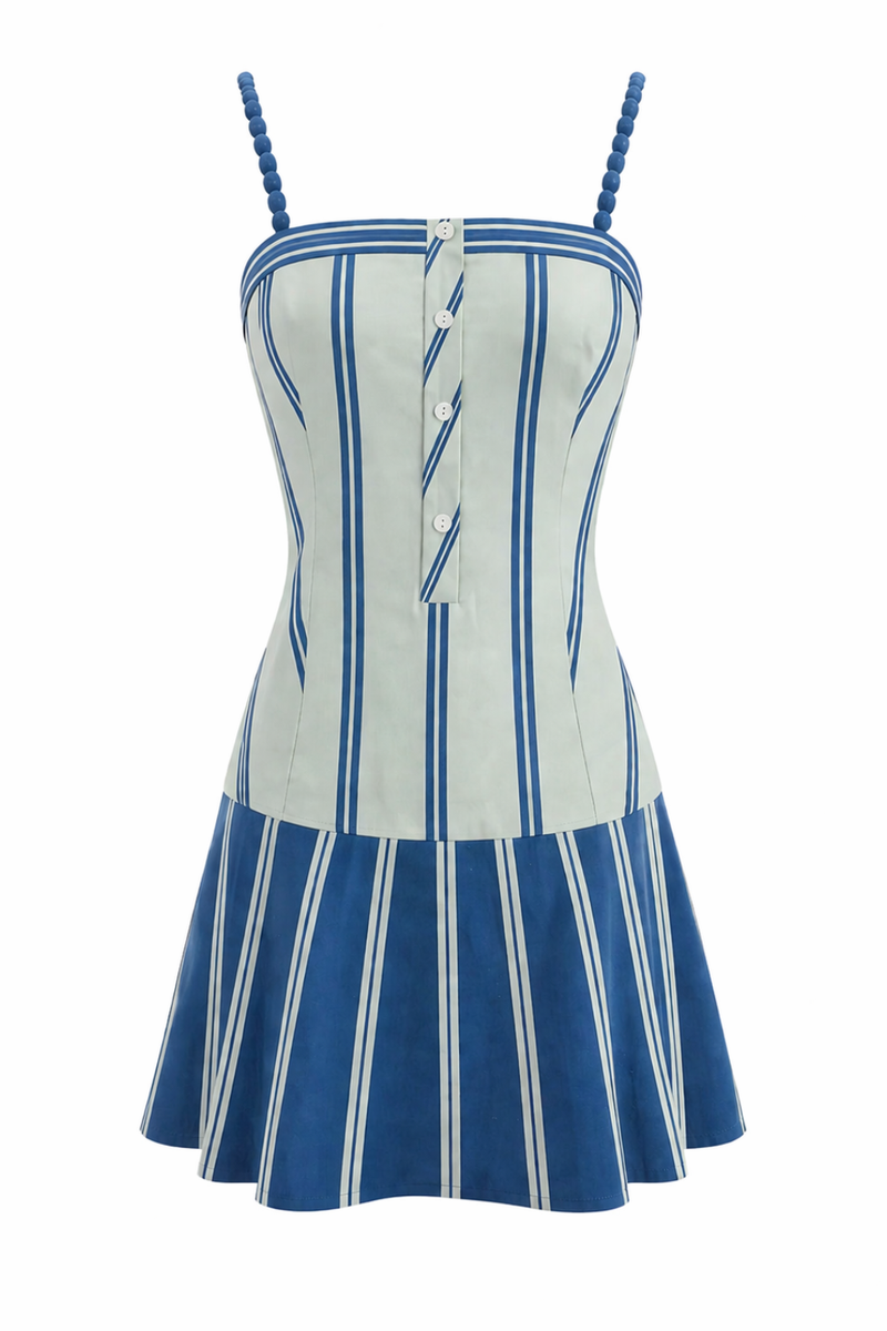 Lillie Cloud Ribbon Stripe Mini Dress