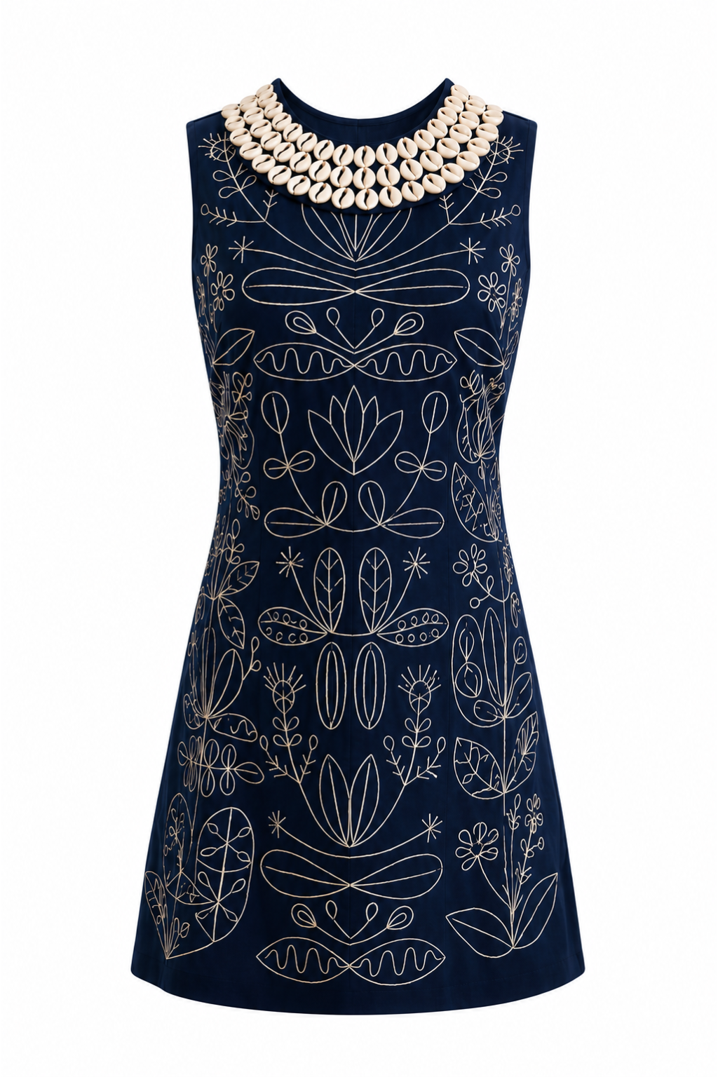 Luna Navy Embroidery Shell Mini Dress