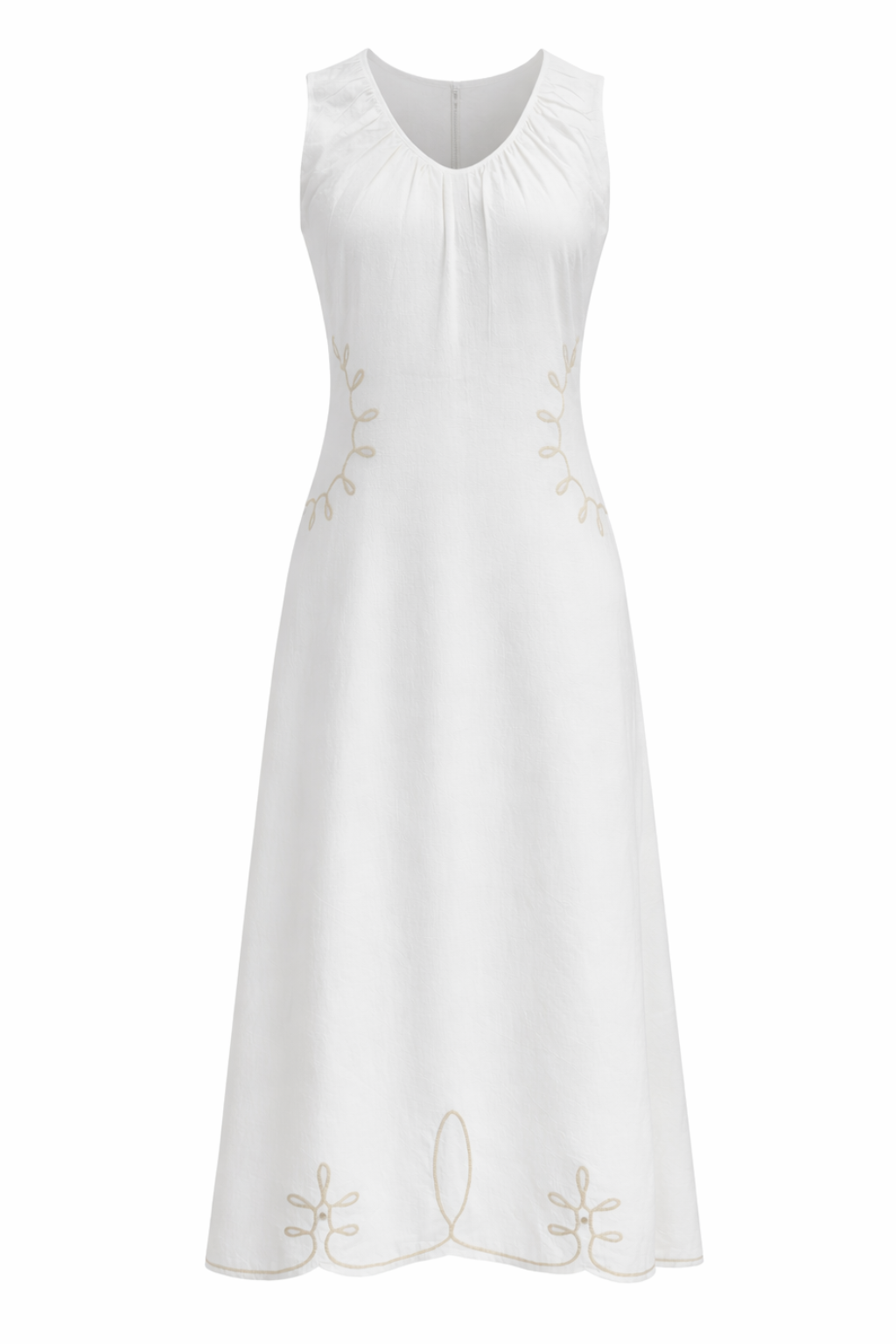 Morris Ivory Embroidery Midi Dress