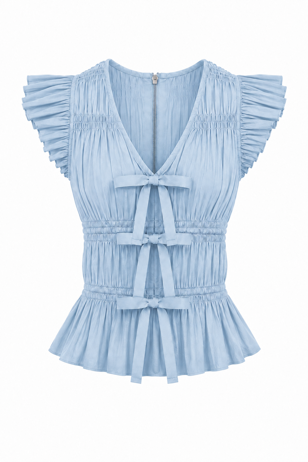 Nickie Powder Blue Smocked Top