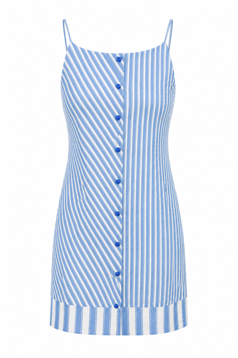 Primm Italian Blue Stripe Mini Dress | Anna Cate