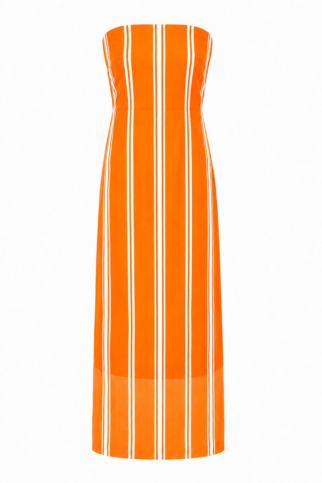 Stella Bright Orange Stripe Strapless Midi Dress