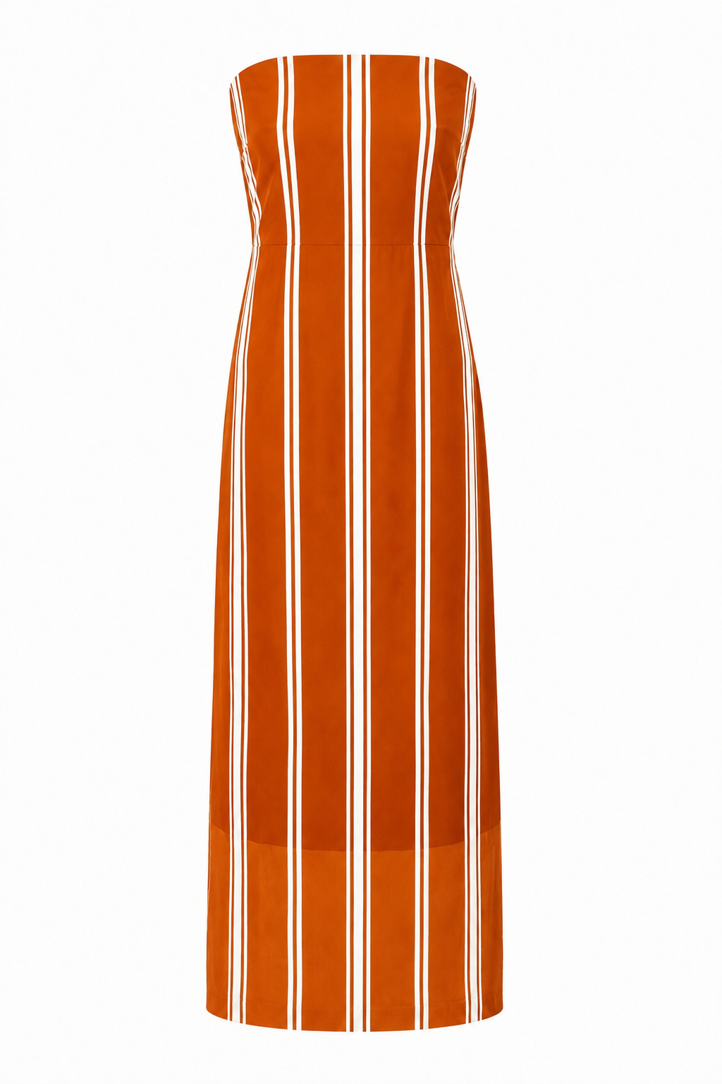 Stella Burnt Orange Stripe Strapless Midi Dress