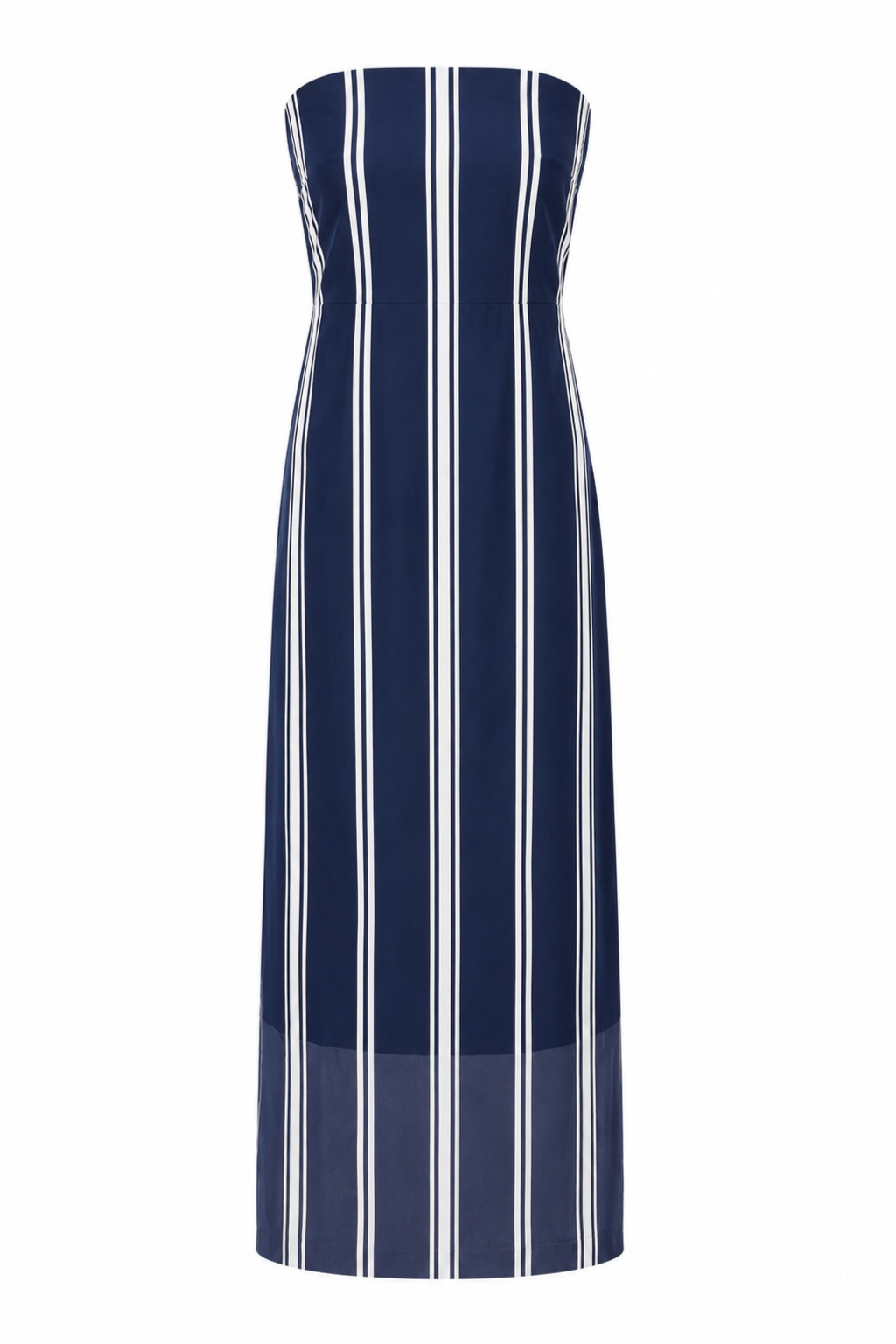 Stella Navy Stripe Strapless Midi Dress