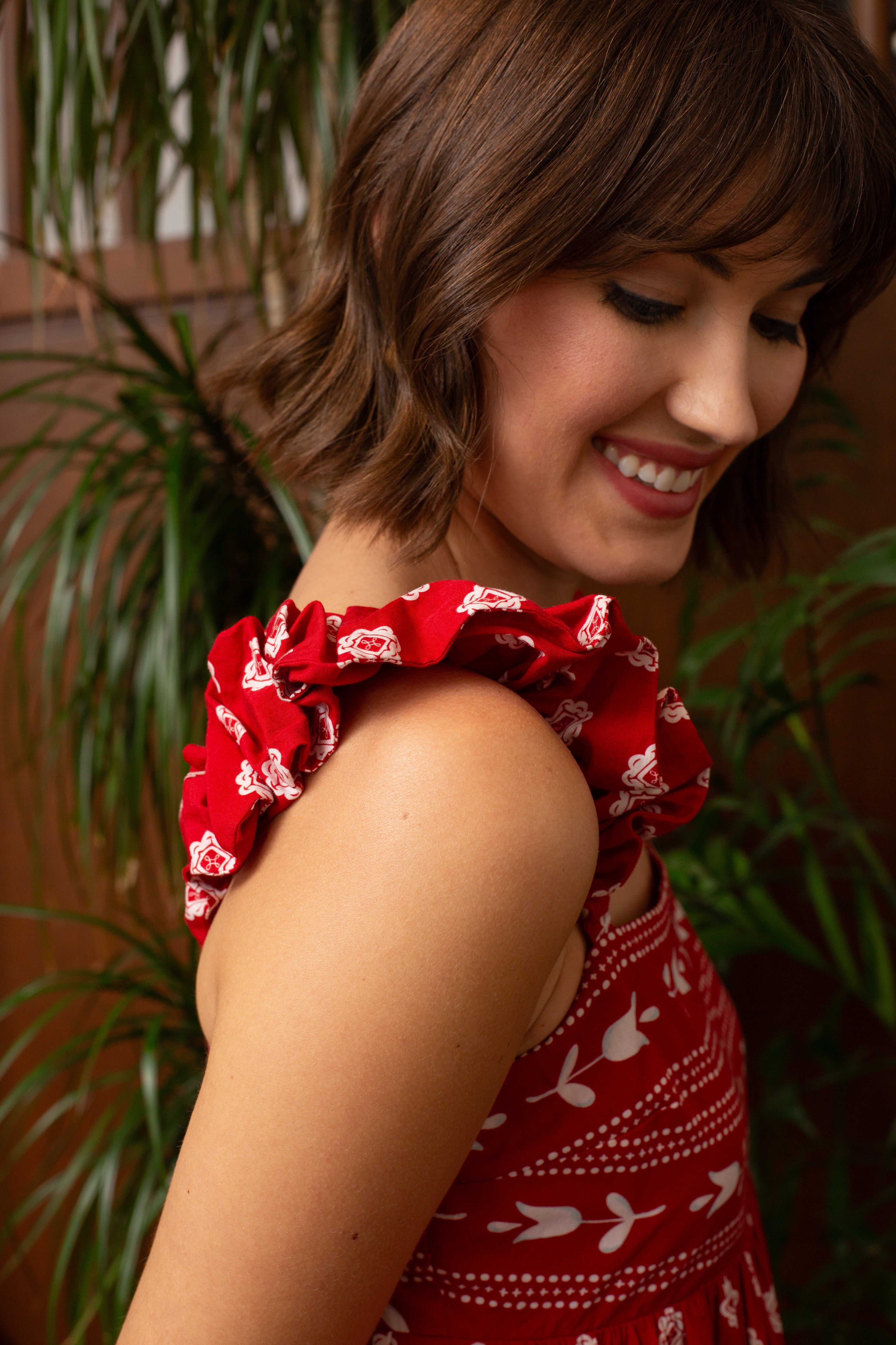 Sylvia Scarlet Bandana Midi Dress