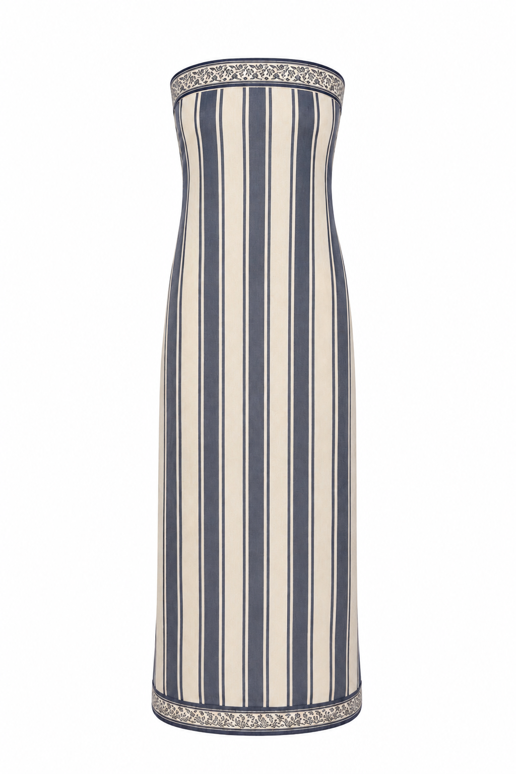 Dalton Navy Riviera Stripe Strapless Midi Dress