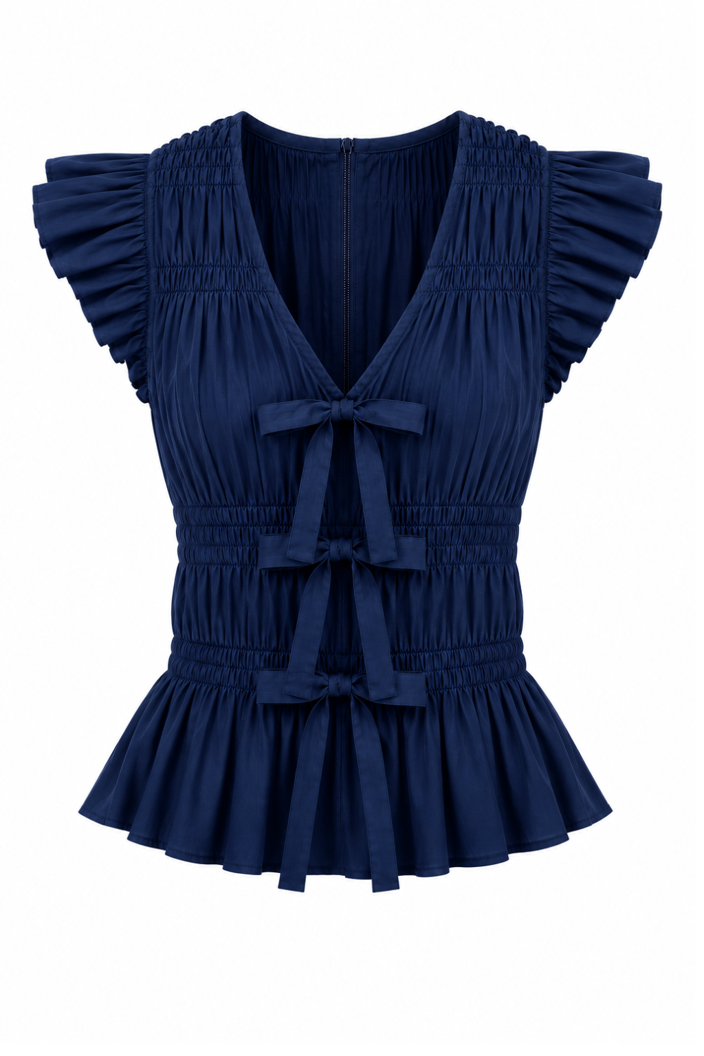 Nickie Navy Smocked Top