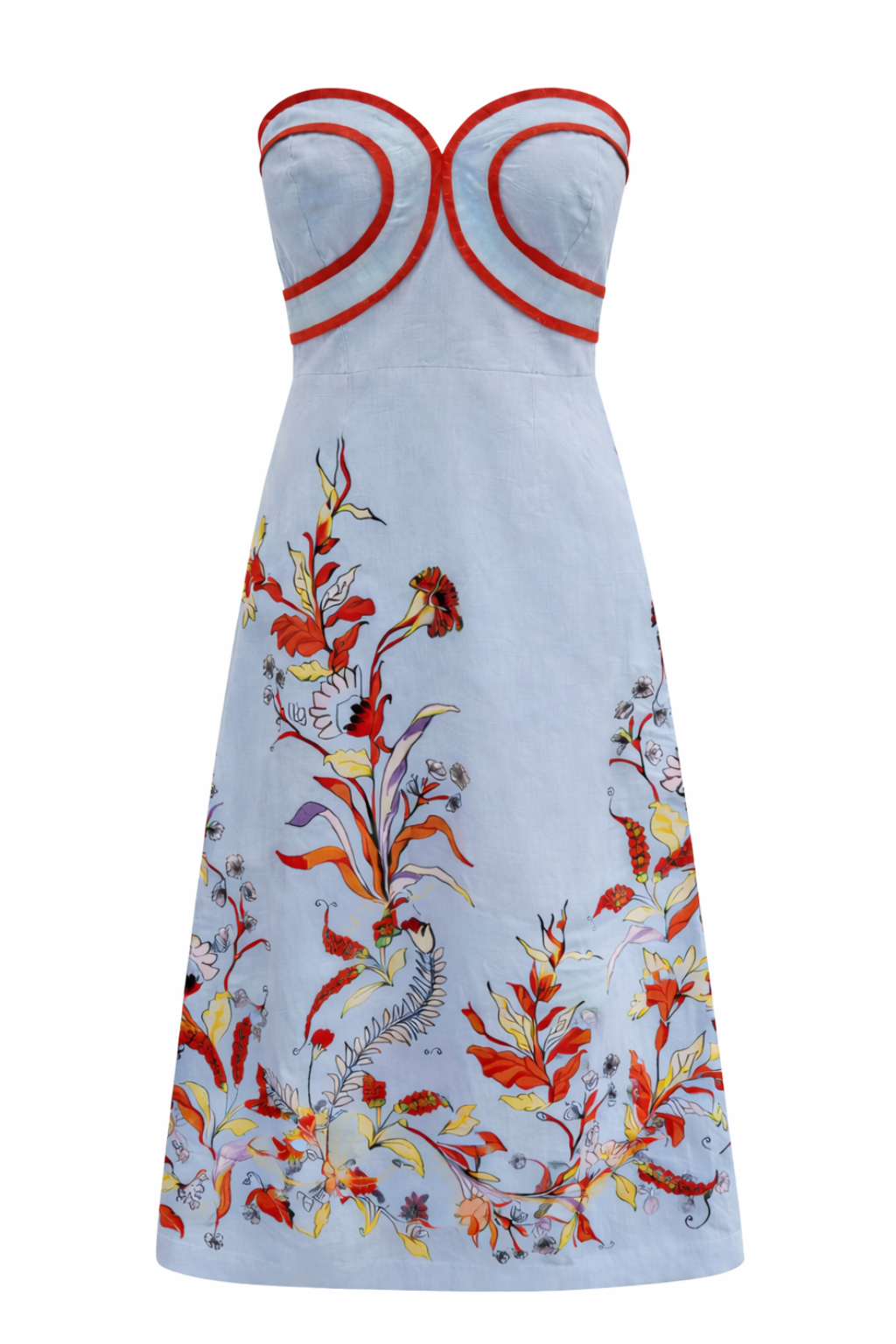 Hayden Seascape Floral Strapless Midi Dress