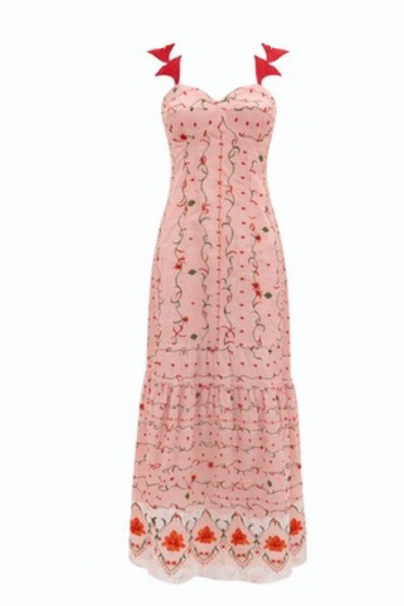 falling petals floral midi dress Falling Petals Floral Applique Midi Dress  VICI