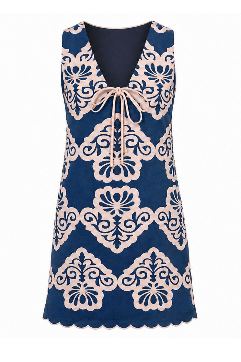 Victoria Navy Sea Wall Mini Dress