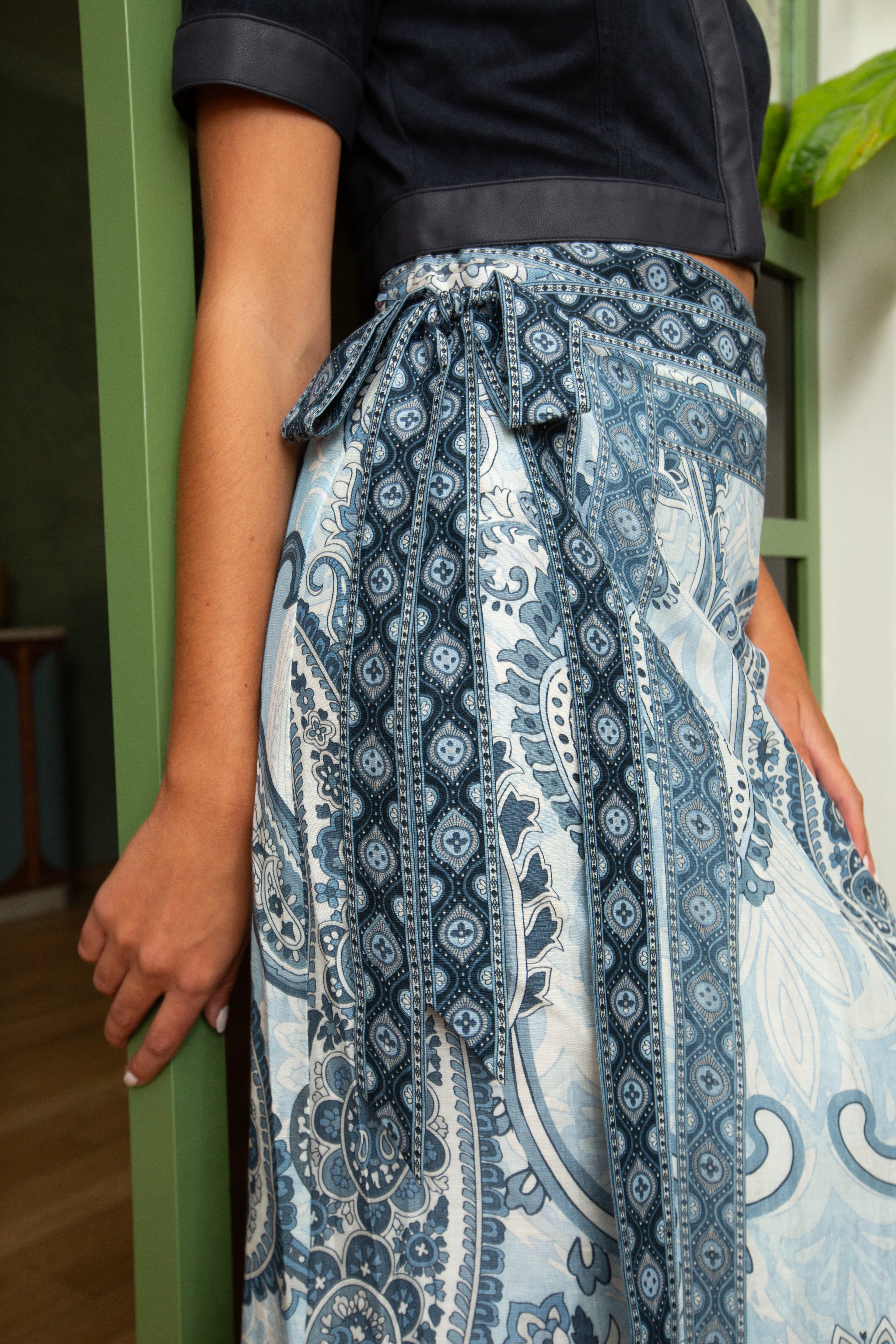 Wiley Blue Myth Wrap Skirt