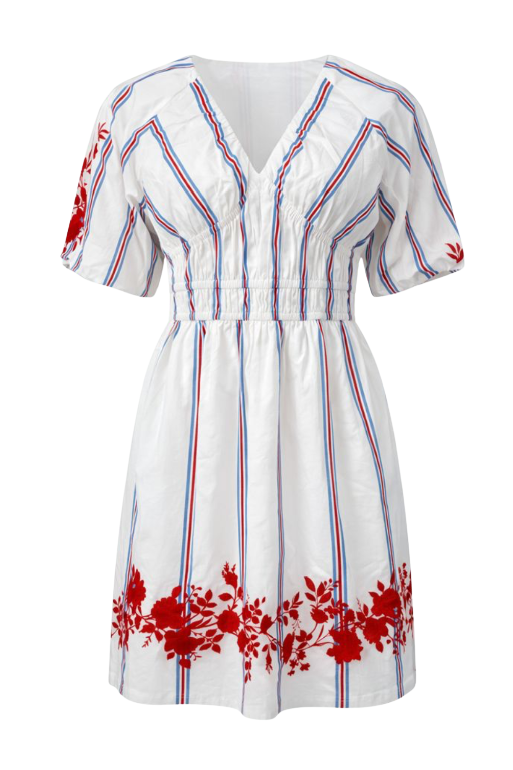 Willa Red Poppy Pinstripe Mini Dress