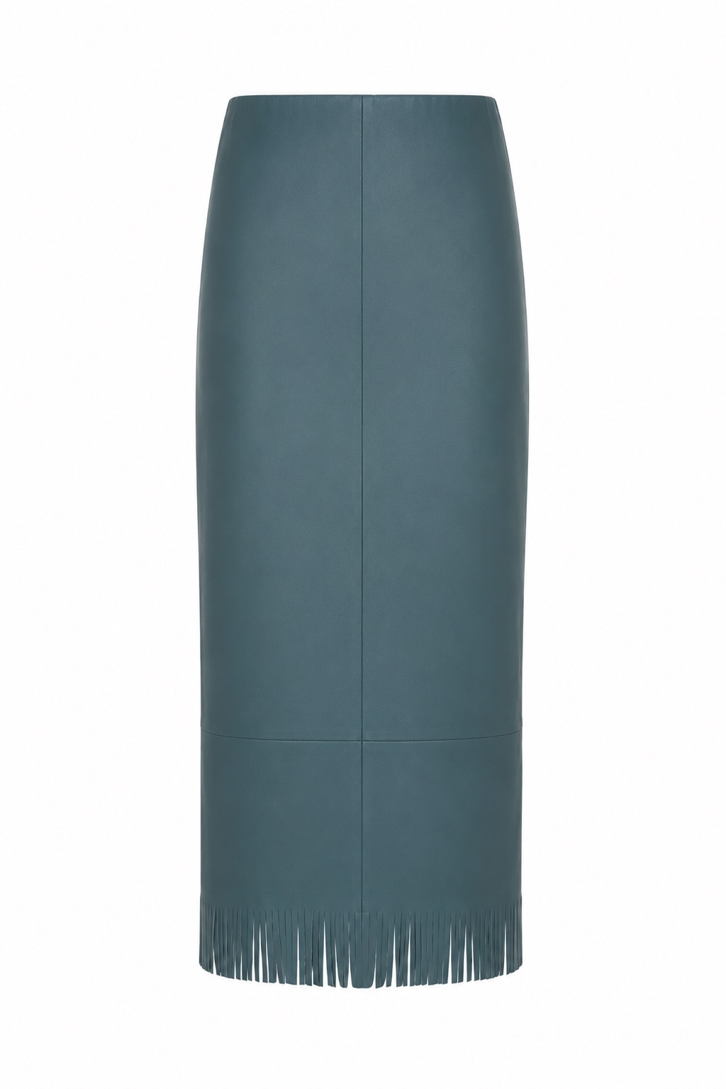 Wright Sage Leather Fringe Midi Skirt