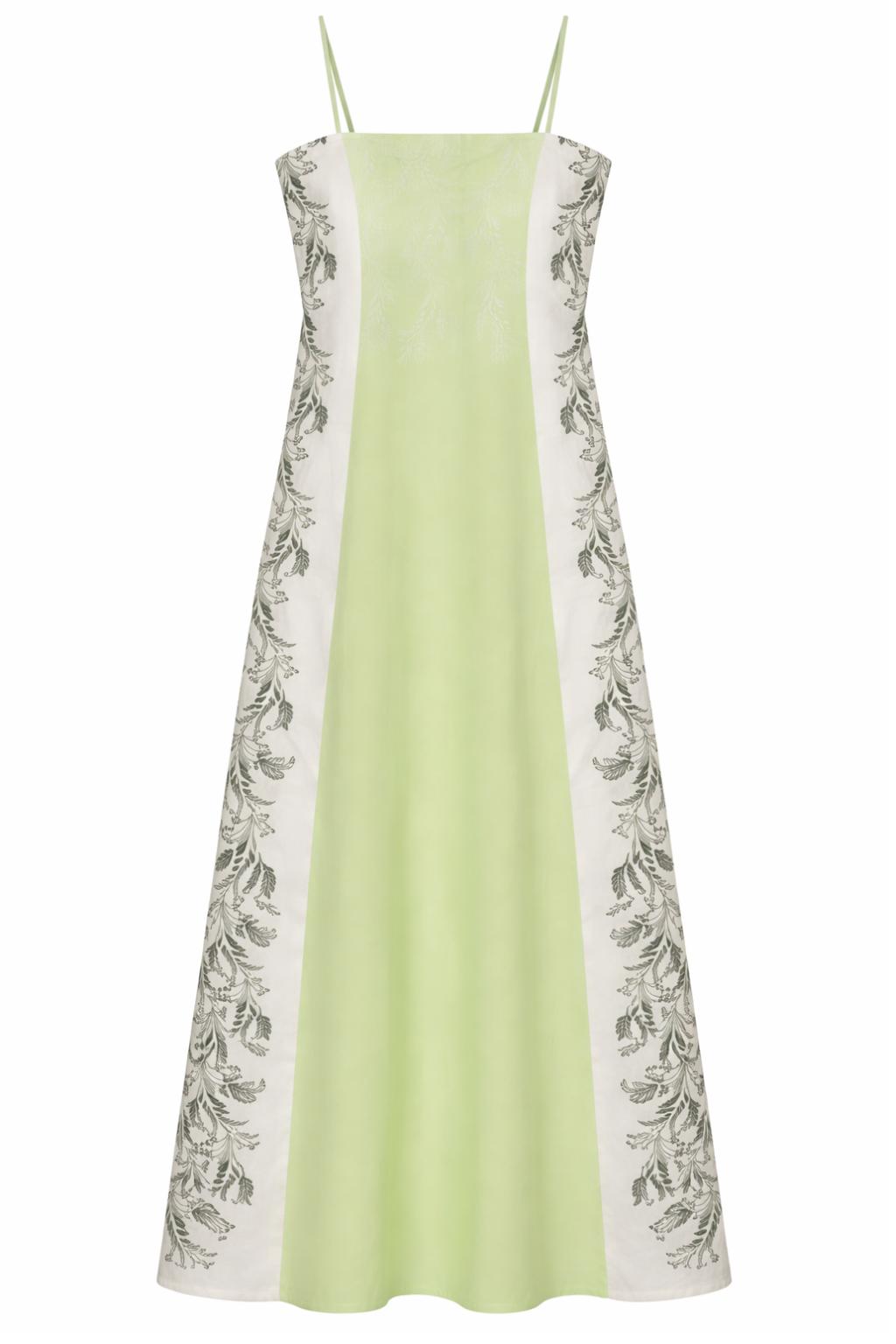 Xandra Mint Trellis Floral Midi Dress