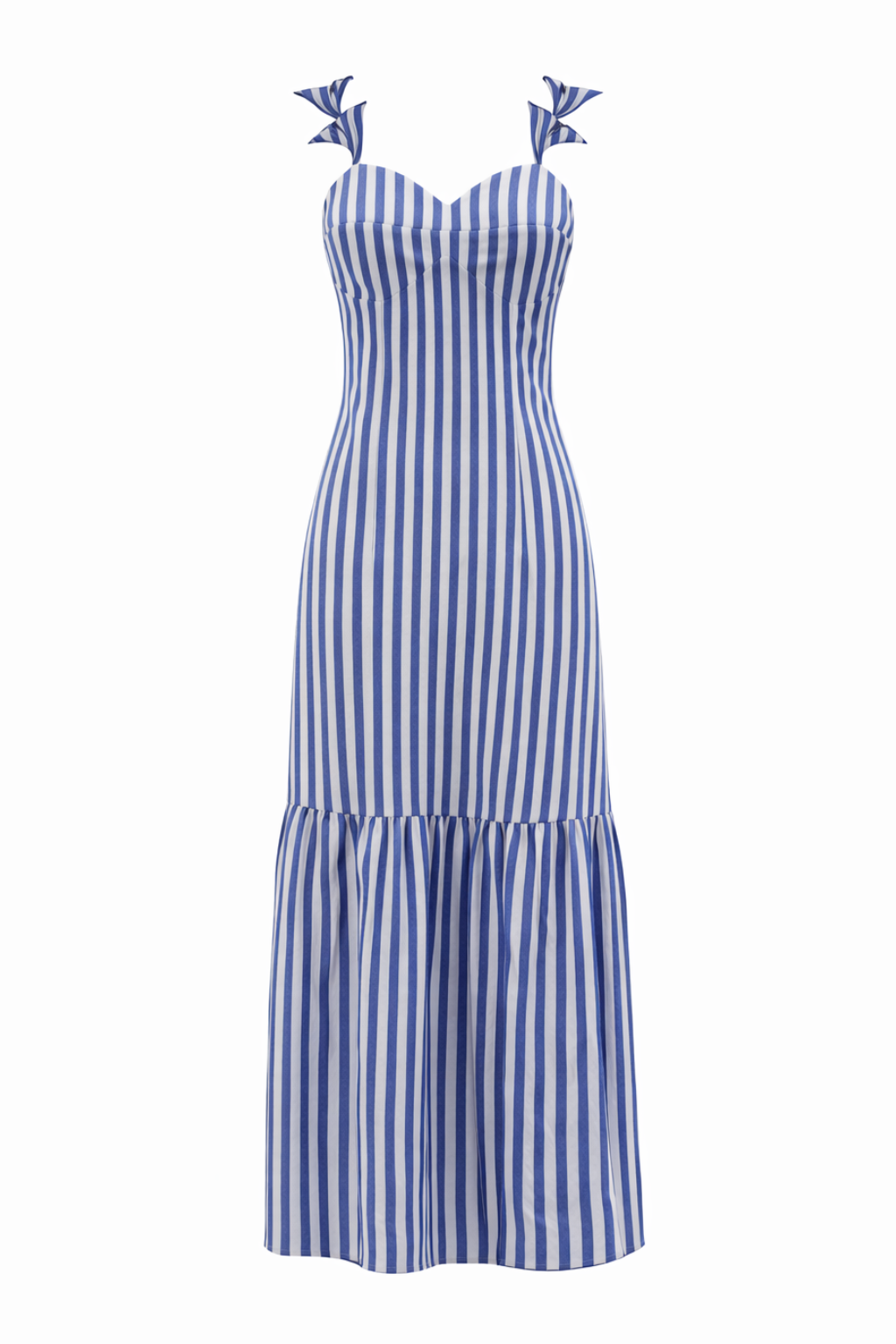 Zoe Coastal Blue Stripe Midi Dress