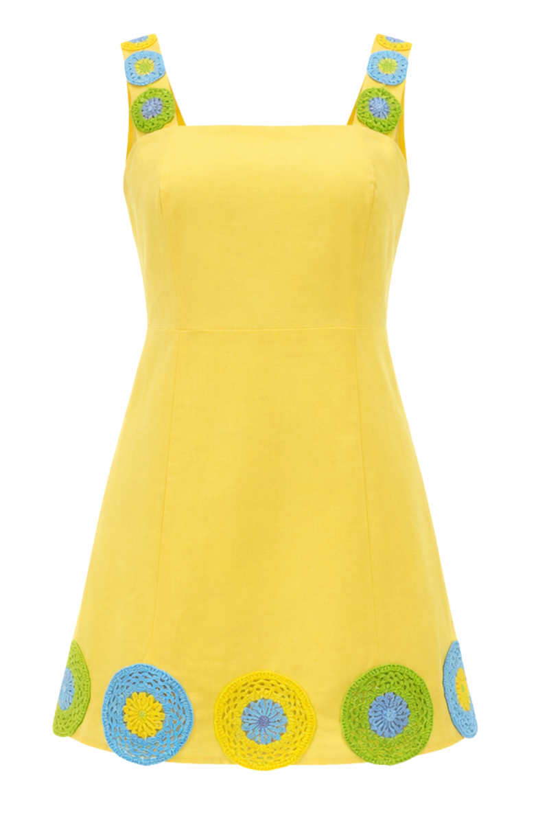 lilliana linen cotton crochet dress Reformation + Lilliana Linen Cotton Crochet Dress